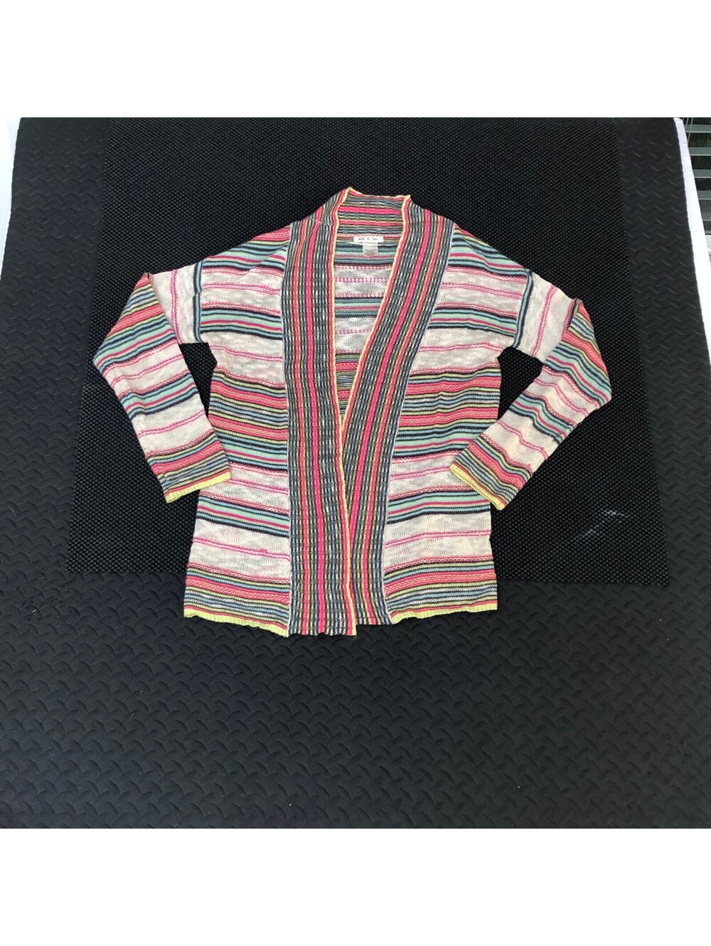 Belle du Jour Medium Striped Knit Cardigan Sweater 100% Acrylic